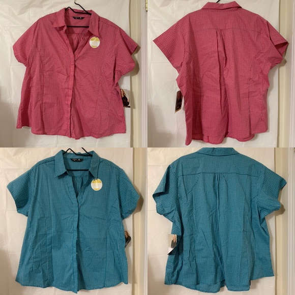 Riders by Lee Button up Shirts, 2X NWT, Pink &Blue - Picture 1 of 8